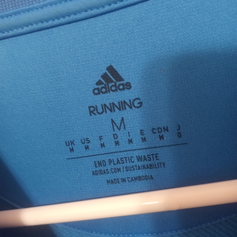 Adidas Running Sky blue Climacool Athletic shirt, Reflective, thumbholes M - Picture 3 of 13